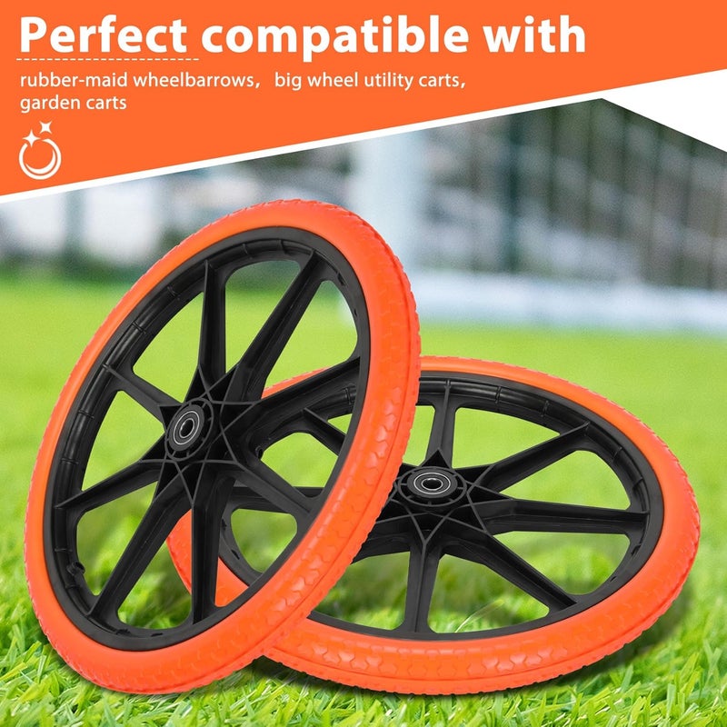 Iococee Upgraded 20x1.95" Flat Free Tires Compatible with rubbermaid Wheelbarrow Wheels, 20" Flat Free Tires with 5/8" and 3/4" Bearing Replacement for rubbermaid Cart Wheels/Big Wheel Utility Carts - Image 4